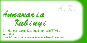 annamaria kubinyi business card